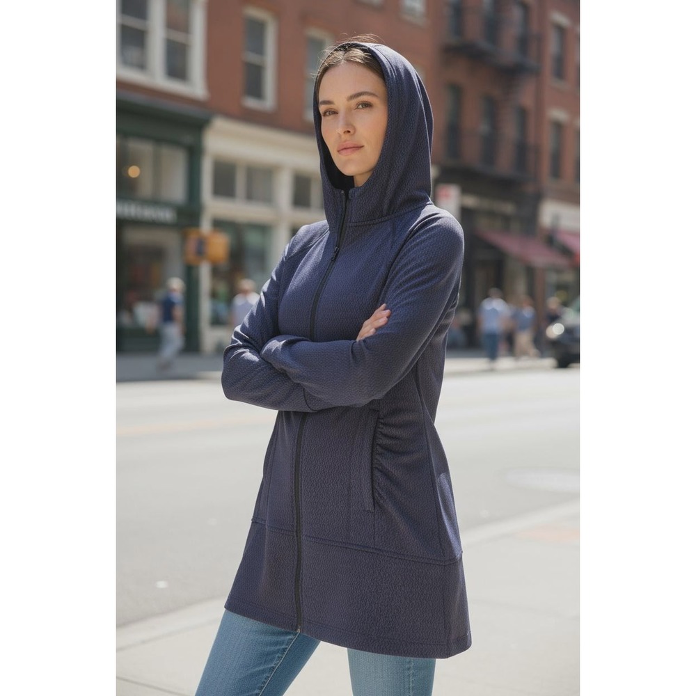 Mondetta Women's Full Zip Hooded Tunic Jacket Athletic Athleisure Small